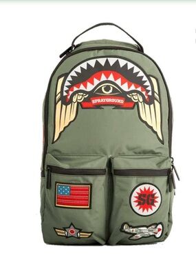 Sprayground Backpack Camo Green Army Patches - Limited Edition 2016 B874